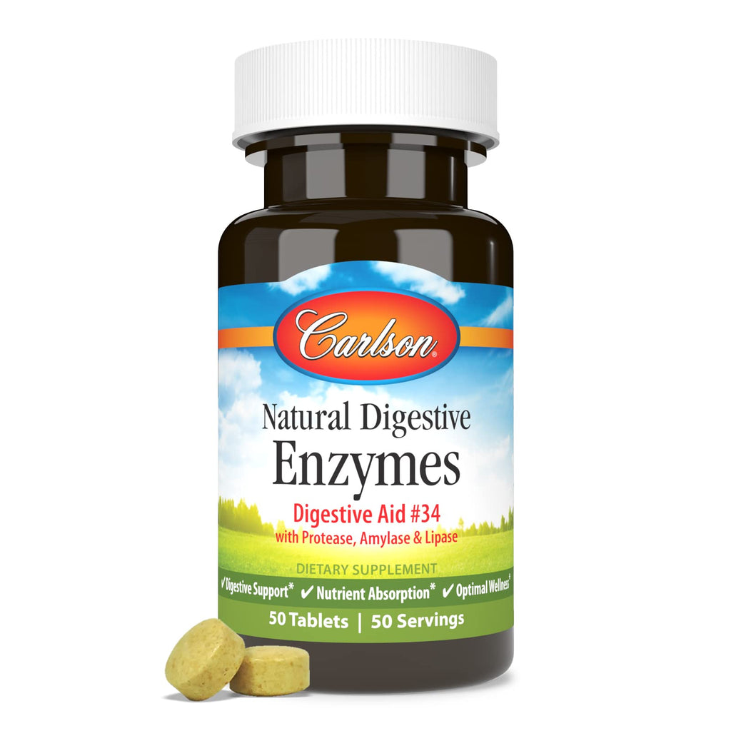 Carlson Natural Digestive Enzymes, Amylase & Lipase, 50 Tablets