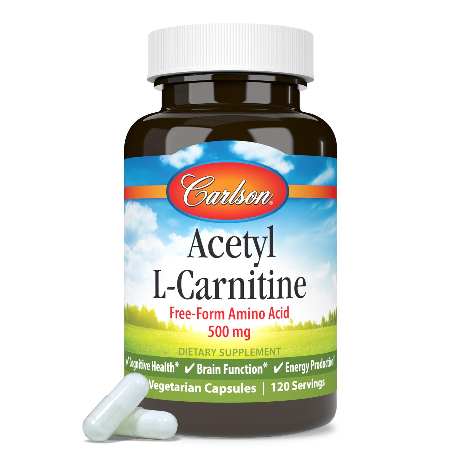 Carlson Acetyl L-Carnitine, 500 mg, 120 Vegetarian Capsules