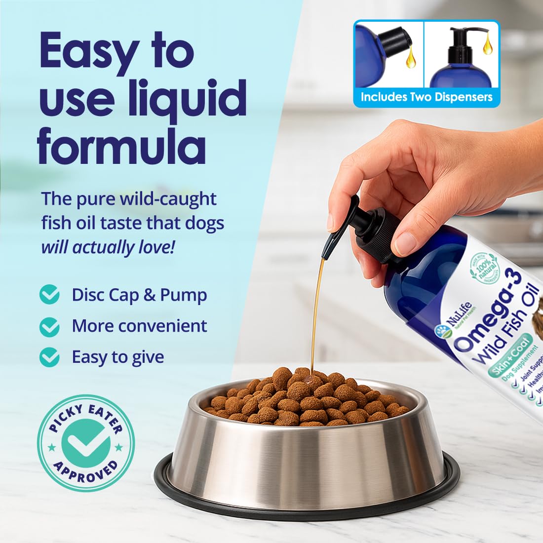 Wild Omega 3 Fish Oil for Dogs - Dog Fish Oil Liquid to Reduce Shedding & Itching - Supports Joints, Brain, and Heart Health - Fish Oil for Dogs Skin and Coat Supplement - Rich in EPA + DHA - 12oz