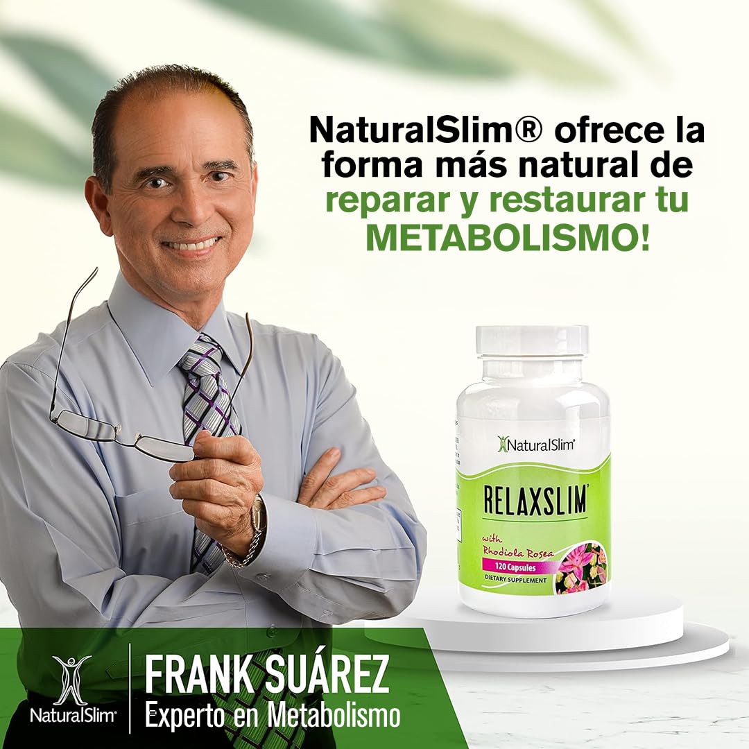 NaturalSlim Relaxslim Rhodiola Rosea & Adaptogenic Herb for Brain, Mood, Metabolism, Tension & Energy Support Supplement - 21 Different Natural Compounds Help Control Appetite - 120 Capsules