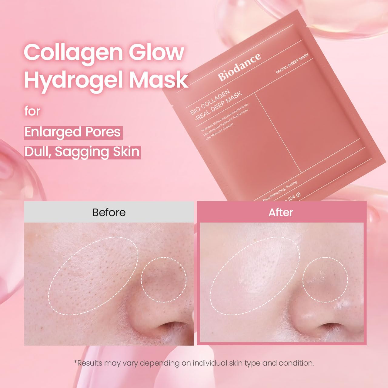 BIODANCE 24/7 Collagen Glow Set: Collagen Peptide Jelly Serum Mist (1.69 fl.oz) & Bio-Collagen Real Deep Mask (4 Sheets), Sprayable Hydrogel & Overnight Hydrating Face Mask for Firming & Plumping
