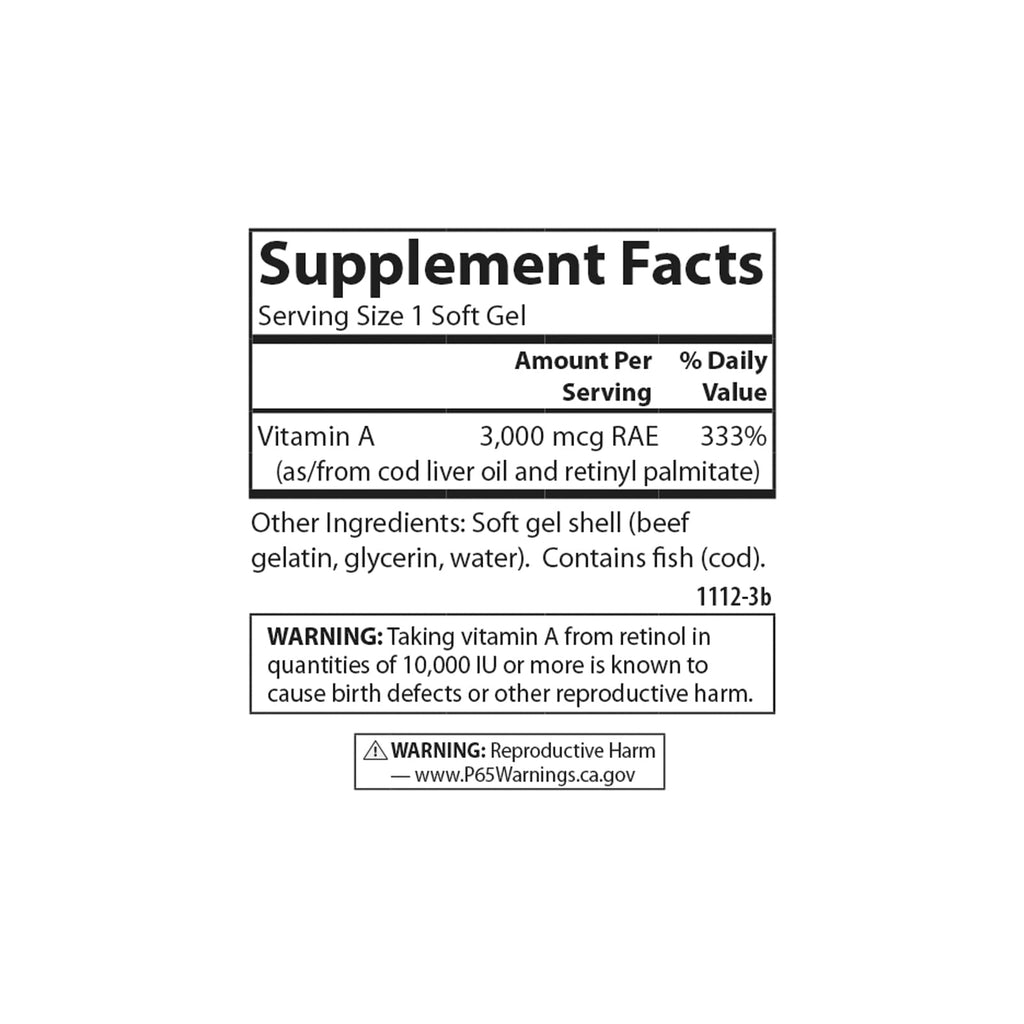 Carlson Vitamin A, 10000 IU (3000 mcg RAE), Vision Health, 250 Softgels
