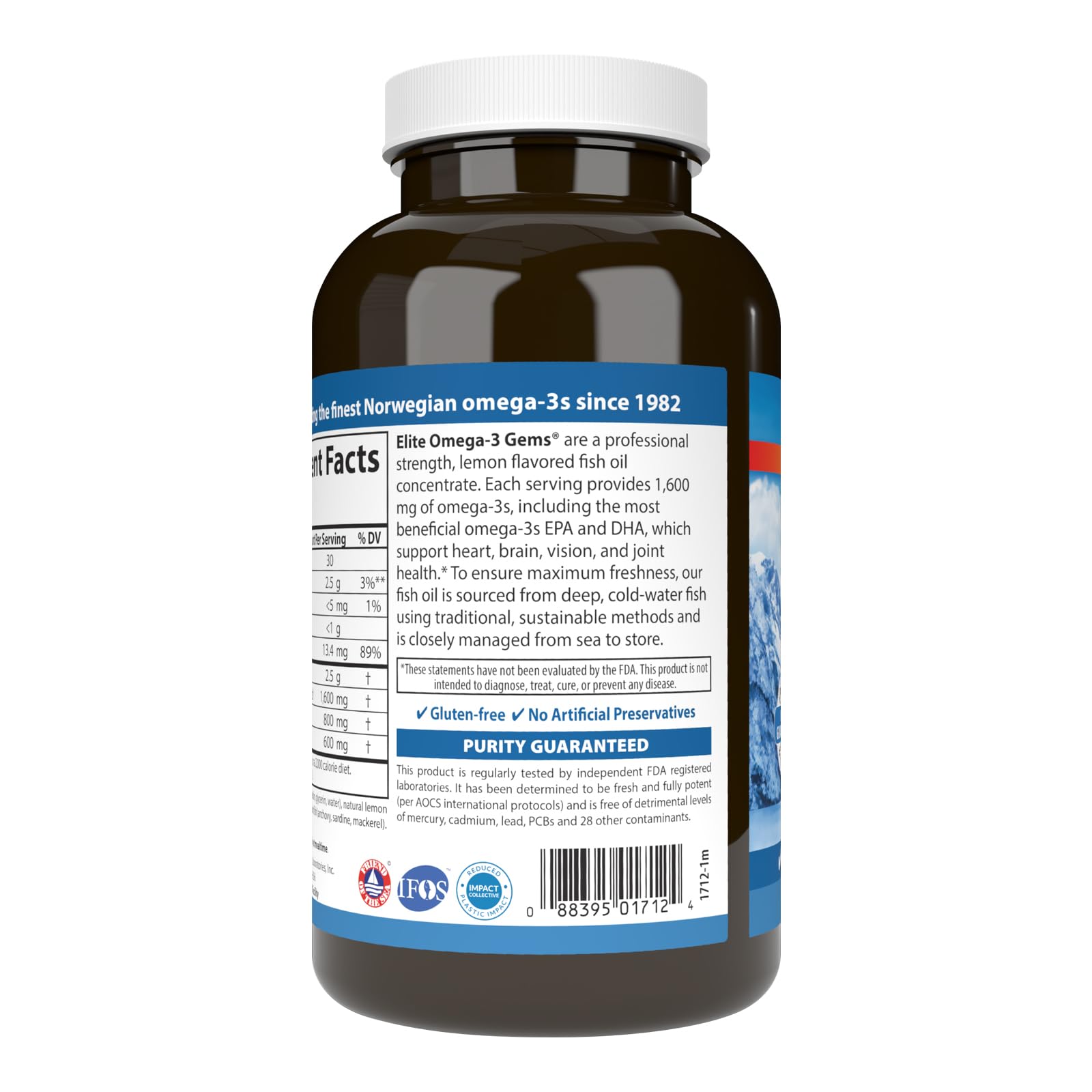 Carlson Elite Omega-3 Gems, 1600 mg, from Norway, Lemon, 180 Softgels