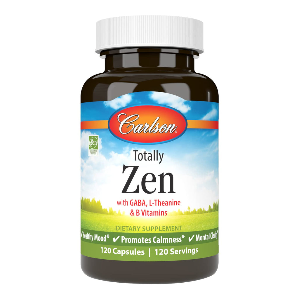 Carlson Totally Zen, GABA, L-Theanine, 120 Capsules
