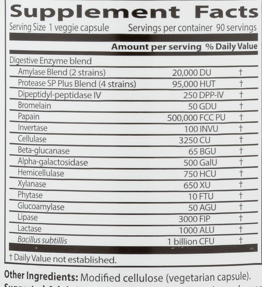 Doctor's Best Best Digestive Enzymes, Vegetable Capsules, 90 Count