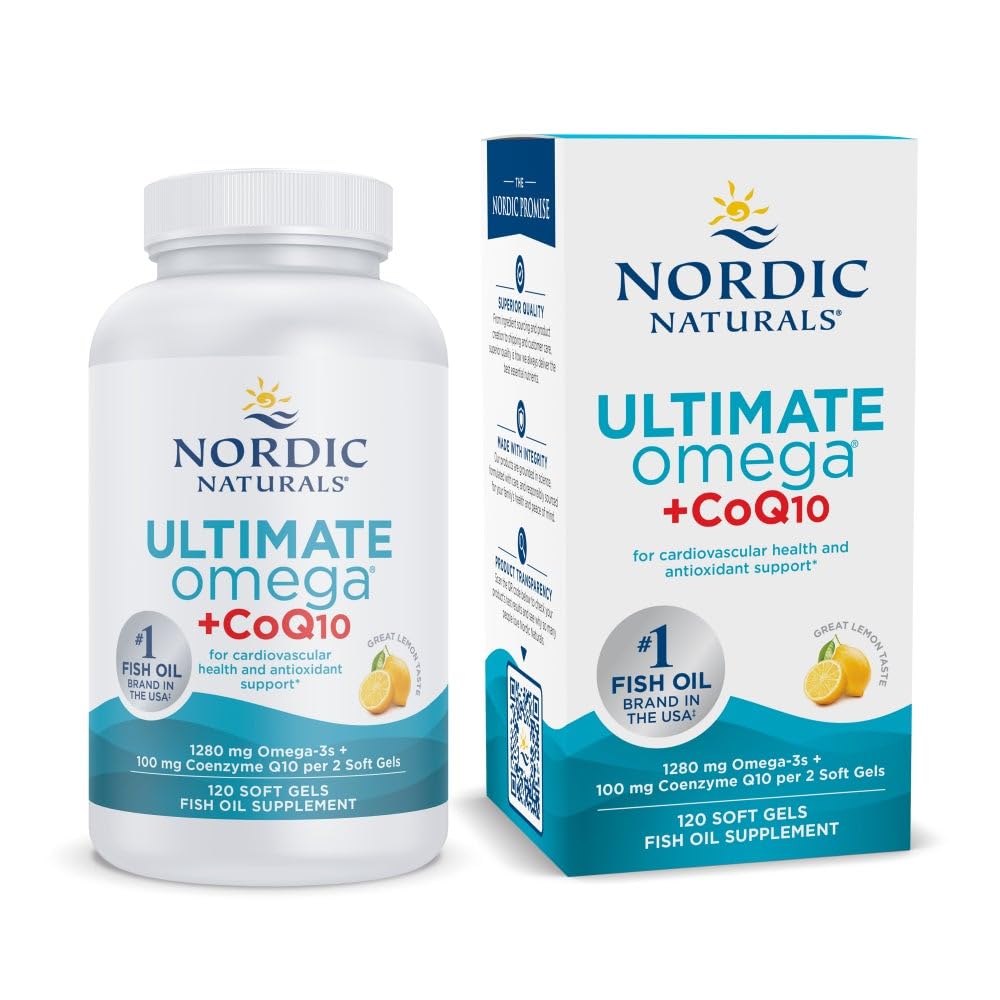 Nordic Naturals Ultimate Omega + CoQ10, Lemon Flavor - 120 Count
