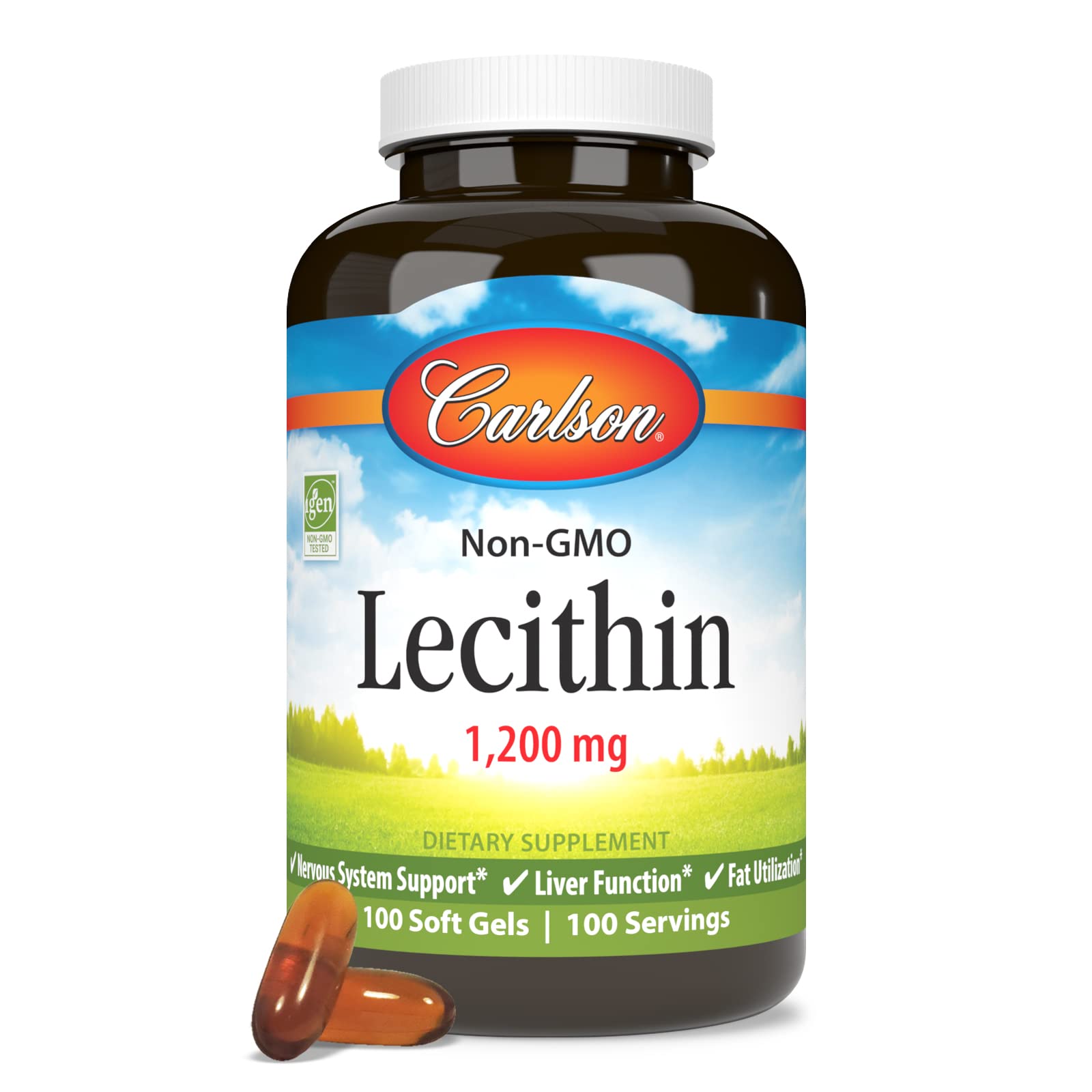 Carlson Lecithin, Non-GMO, 1200 mg, 100 Softgels