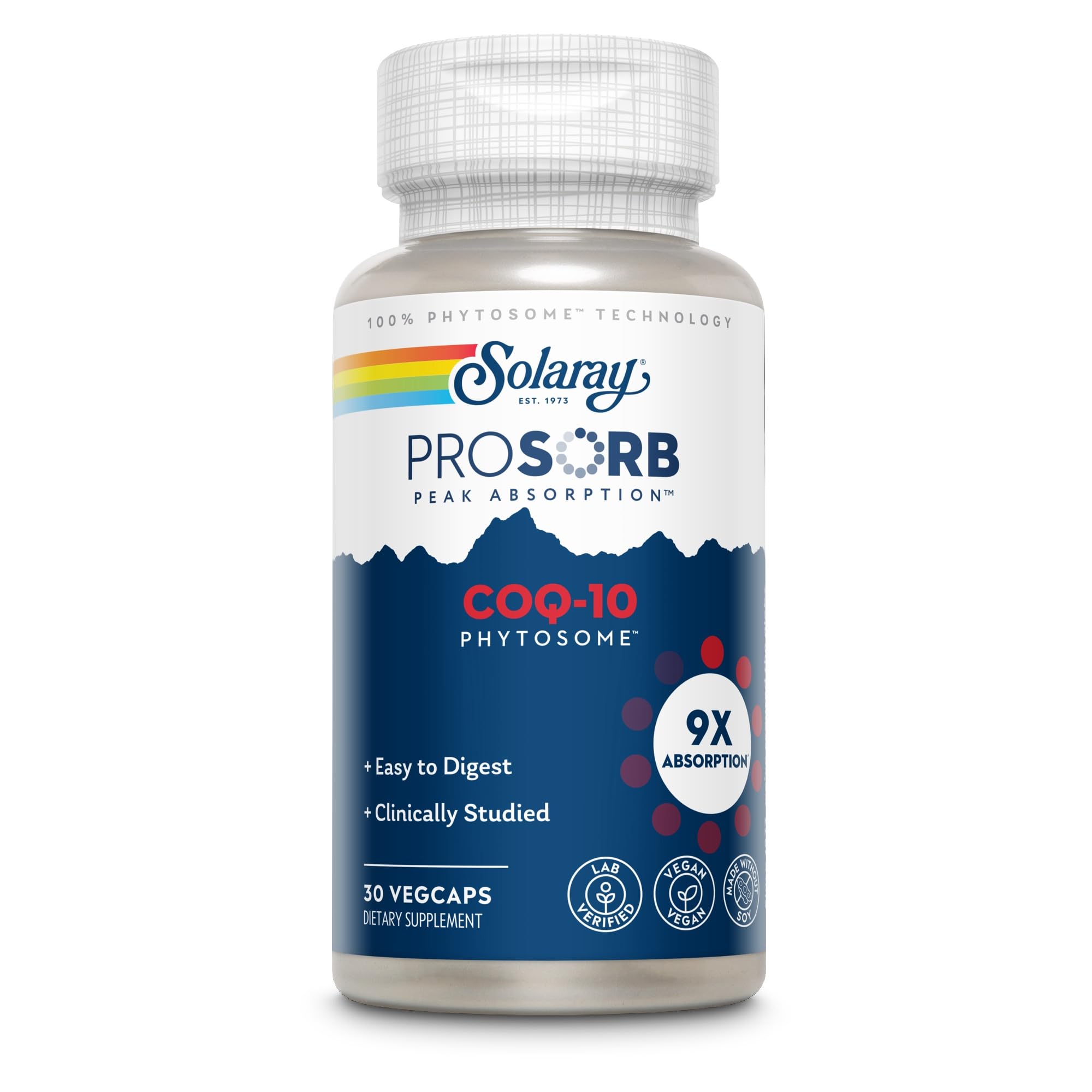 SOLARAY CoQ10 Phytosome 200 mg 9X Absorption, 30 VegCaps
