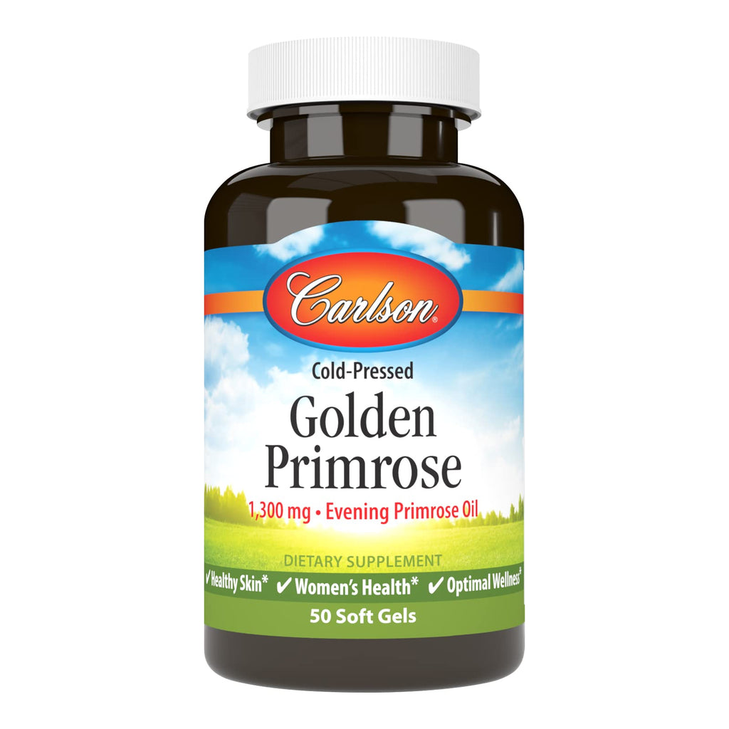 Carlson - Golden Primrose, 1300 mg Evening Primrose Oil, Cold-Pressed, Healthy Skin, Women's Health & Optimal Wellness, 50 Softgels