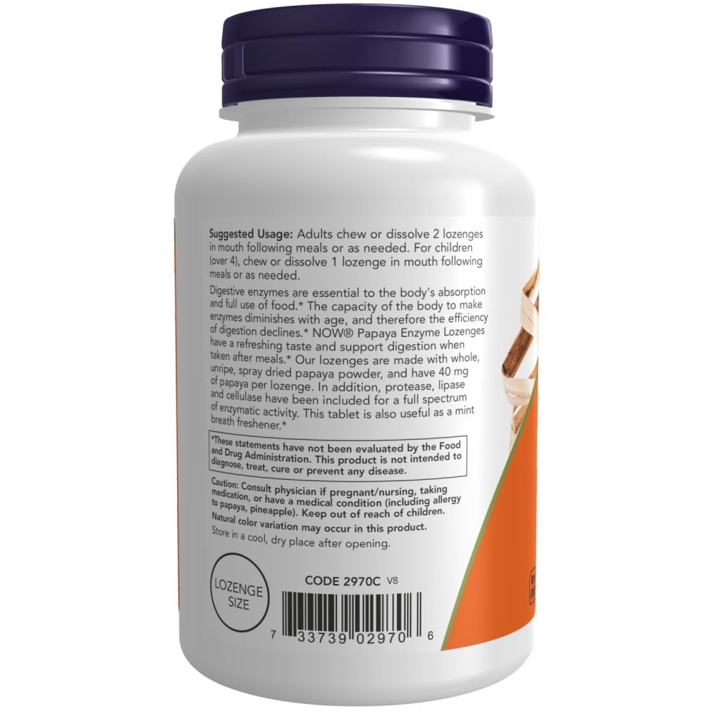 Now Foods Papaya Enzyme Chewable, 180 Count