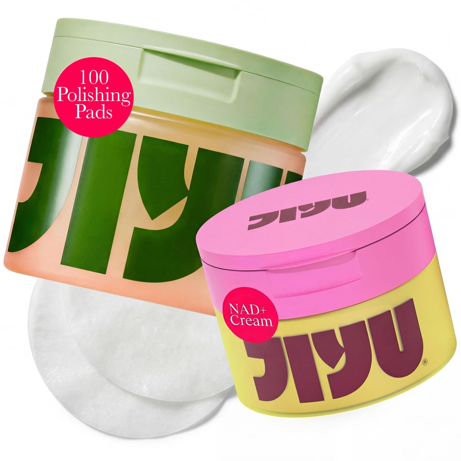 JIYU Korean Skincare Bundle – NAD+ Hydrating Face Moisturizer (50 ml) + Toning Toner Pads (100 Count) – Brightening & Hydrating Daily Skincare Routine for All Skin Types