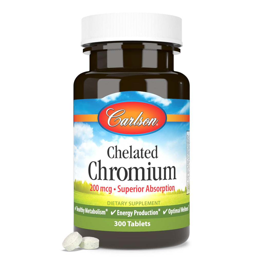 Carlson Chelated Chromium, 200 mcg, Superior Absorption, 300 Tablets