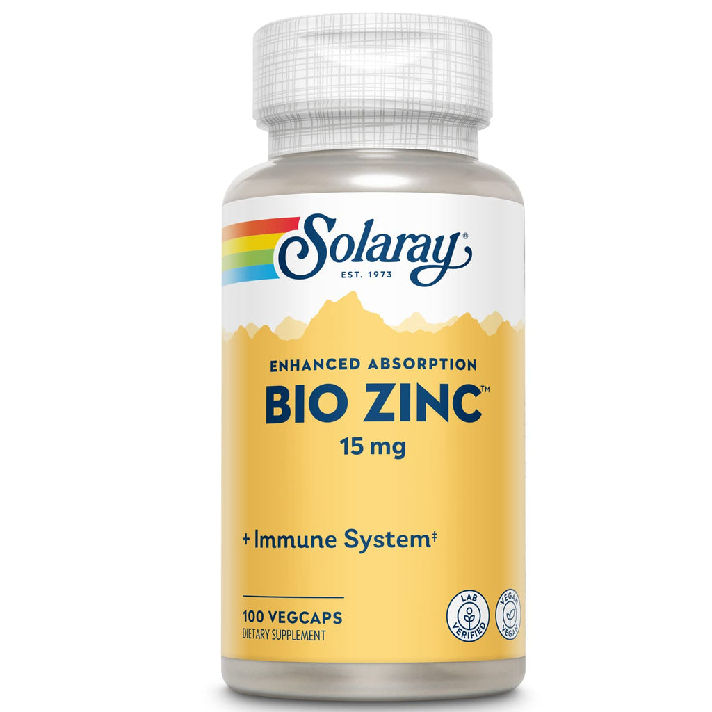 Solaray Bio Zinc 15 mg, Immune Health Support, 100 Capsules