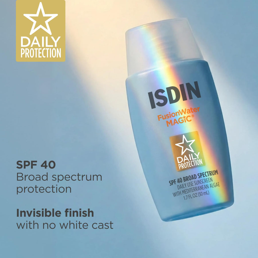 ISDIN Fusion Water MAGIC Lightweight Clear Face Sunscreen SPF 40, 1.7 fl oz
