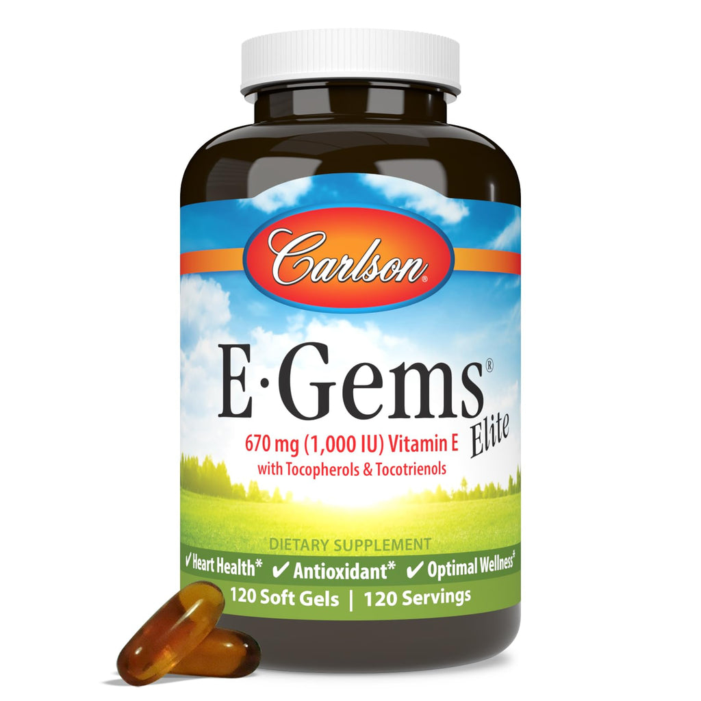 Carlson E-Gems Elite, 1000 IU (670 mg), Optimal Wellness, 120 Softgels
