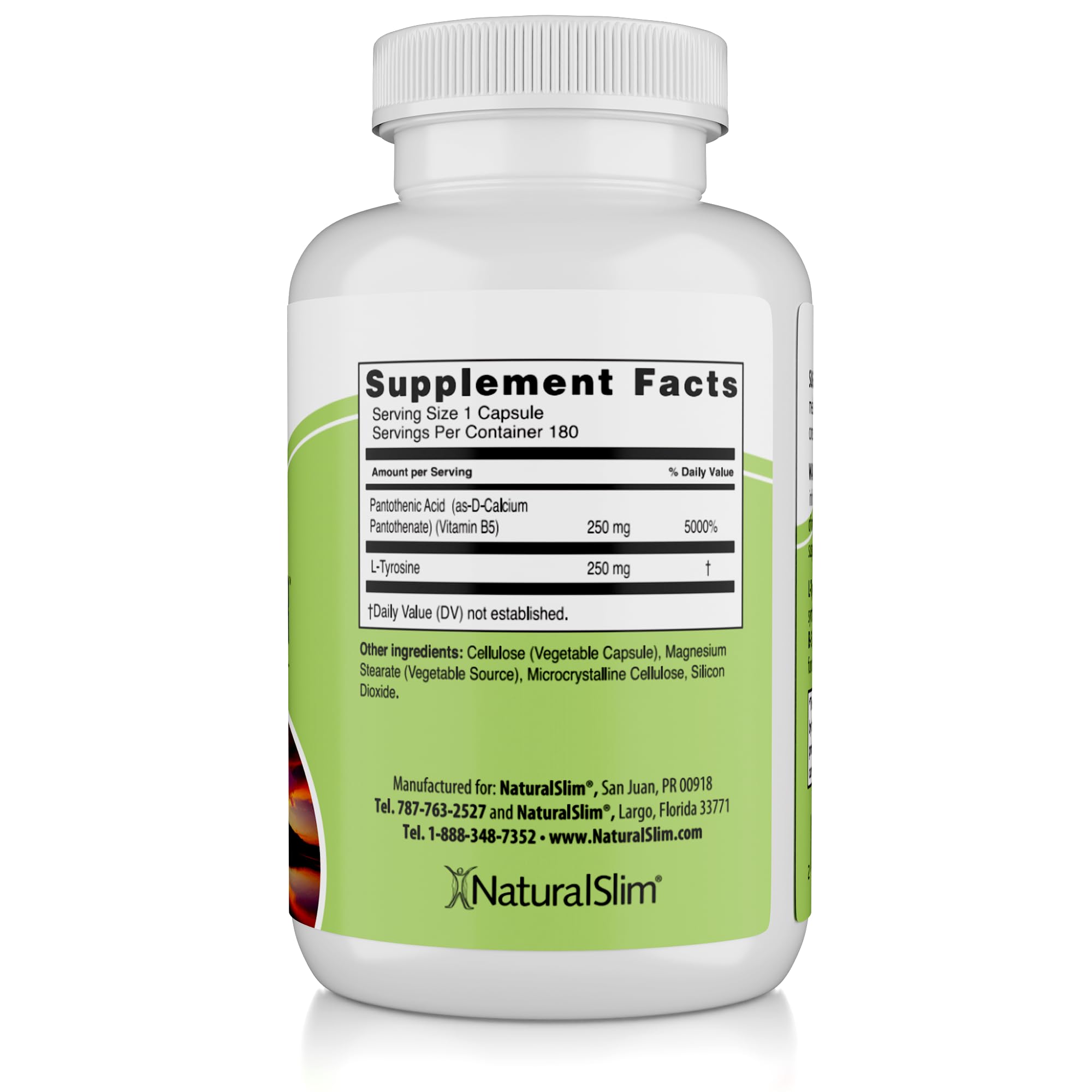 NaturalSlim Stress Defender | Cortisol Reducer & Stress Relief | Cravings, Sleep & Metabolism Support | Vitamin B5 & L-Tyrosine | 180 Vegetable Capsules