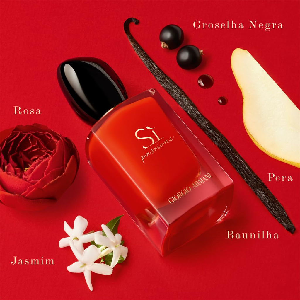 Armani Beauty – Sì Passione – Eau de Parfum – Vanilla Perfume for Women – Floral Citrus Fragrance – Blackcurrant Nectar, Damascena Rose, Black Tea Notes - 3.3 Fl Oz