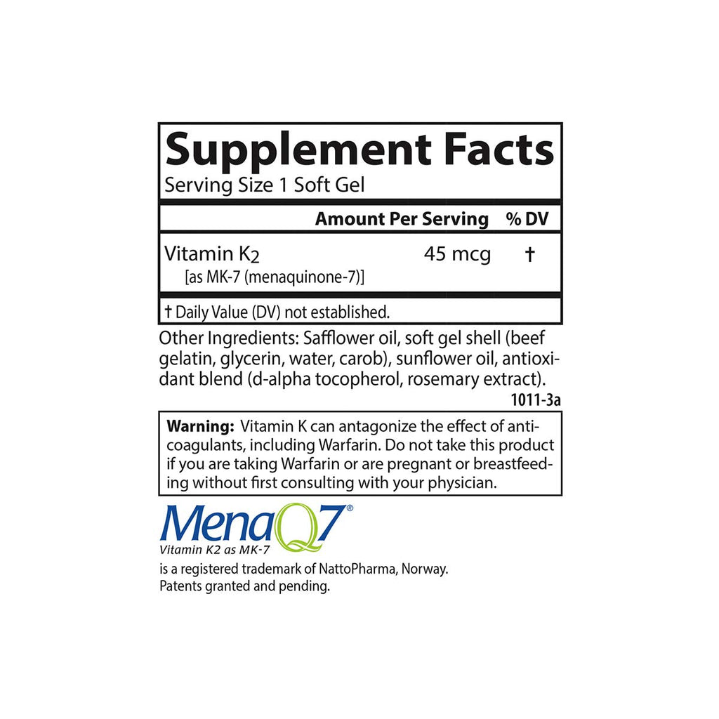 Carlson Vitamin K2 MK-7 (Menaquinone), 45 mcg, Bone Support, 90 Softgels