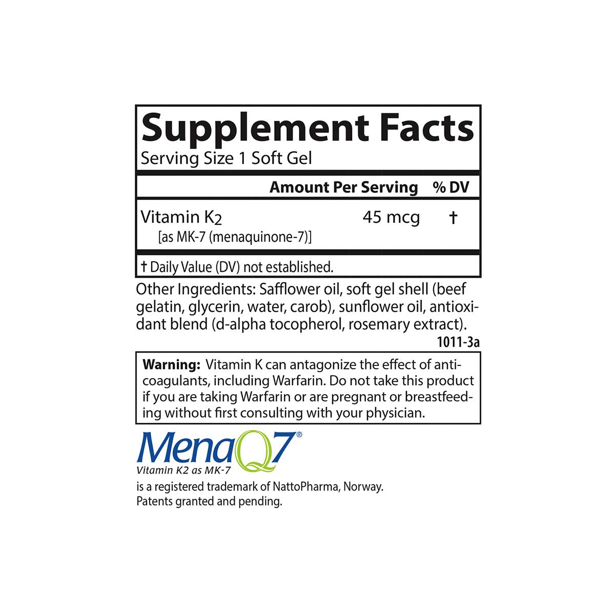 Carlson Vitamin K2 MK-7 (Menaquinone), 45 mcg, Bone Support, 90 Softgels