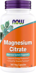 Now Supplements, Magnesium Citrate, Enzyme Function, Critical for Enzyme Function, Gluten Free, Vegan, Kosher, Non-GMO 360 Vegetarian Capsules