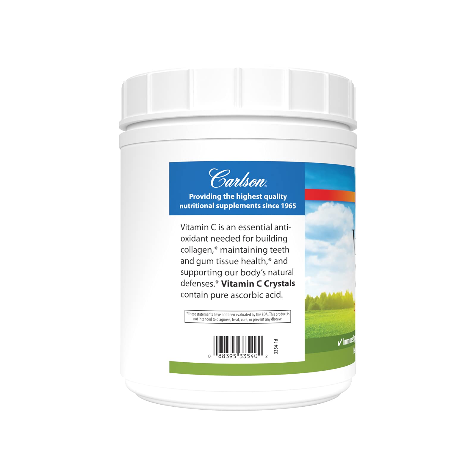 Carlson Non-GMO Vitamin C Crystals, 2000 mg, 35 Oz (1000 g)