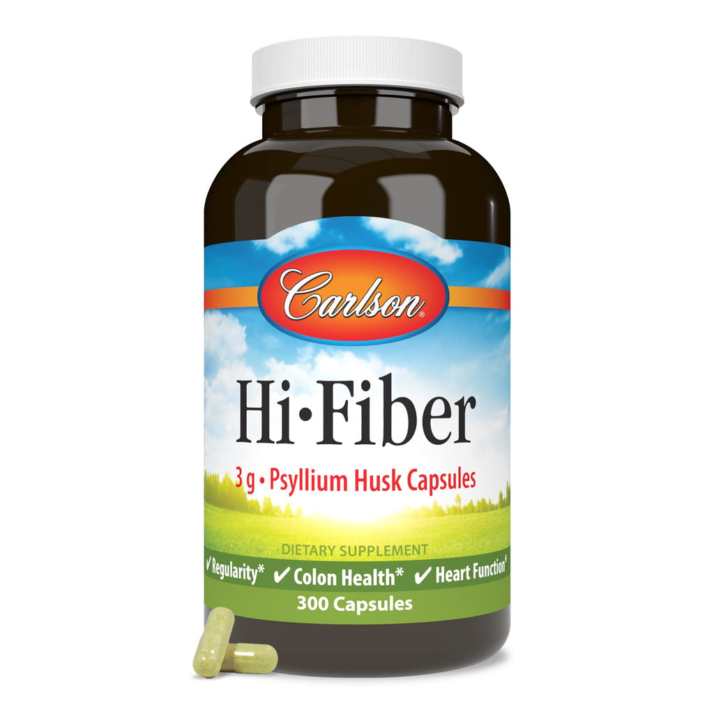 Carlson Hi-Fiber, 3 g, Psyllium Husk Capsules, Regularity, 300 Capsules