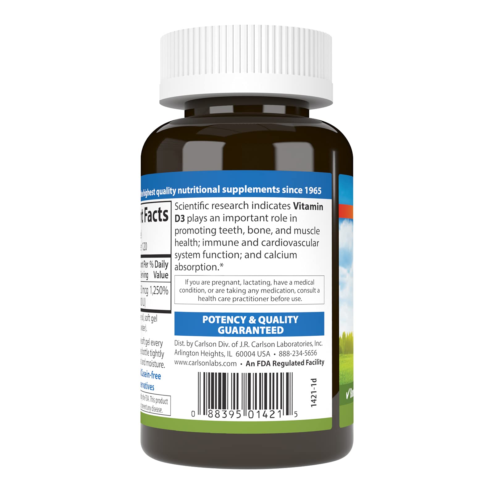 Carlson Vitamin D3 10000 IU (250 mcg), Bone Health, 120 Softgels