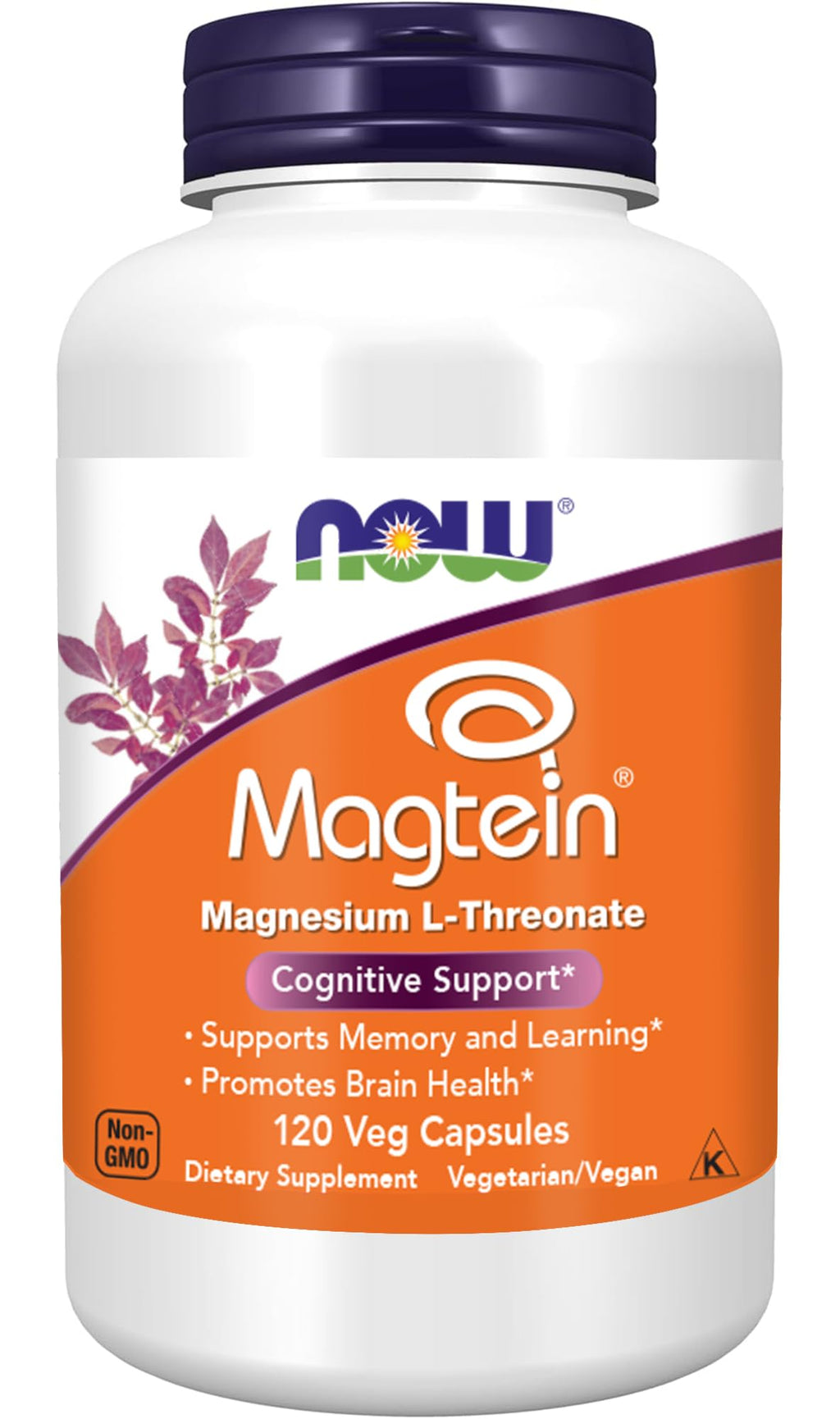 NOW Foods Supplements Magtein, Magnesium L-Threonate, 120 Veg Capsules