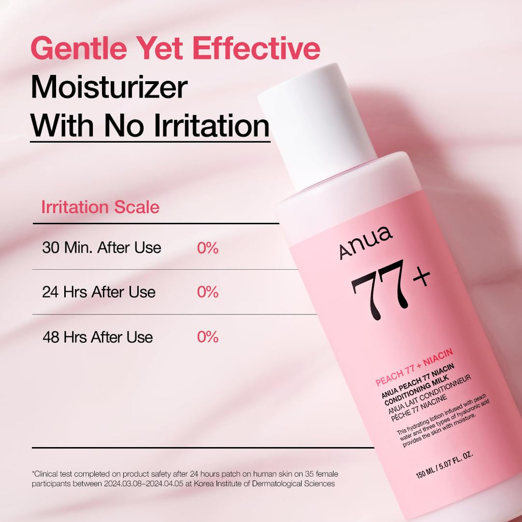 Anua Peach Niacinamide Conditioning Lotion, Face moisturizer with Vitamin B12 & Hyaluronic Acid for glass skin, Brightening & Hydration for Dry Skin, korean skin care, 5.07 fl.oz.