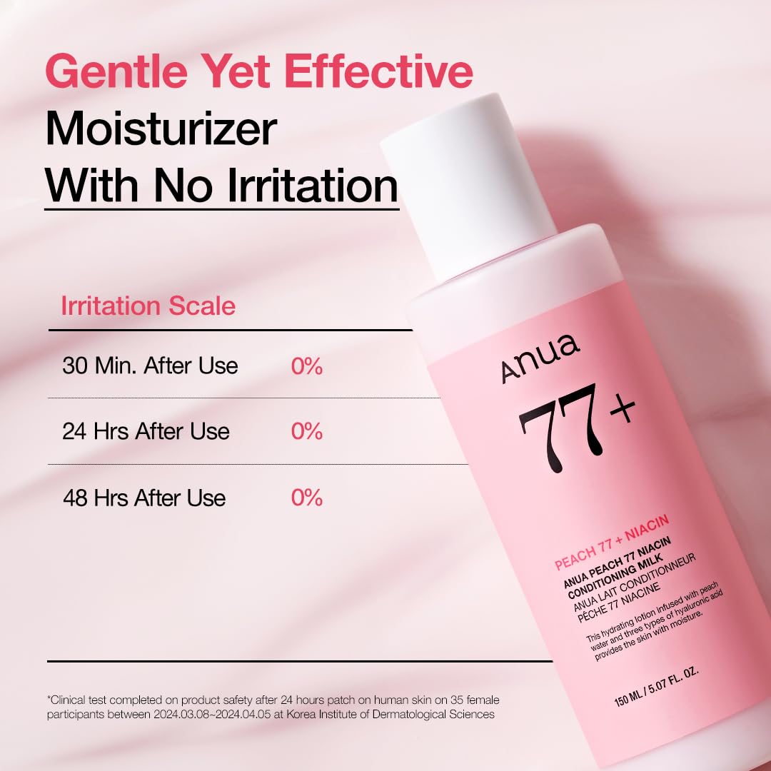 Anua Peach Niacinamide Conditioning Lotion, Face moisturizer with Vitamin B12 & Hyaluronic Acid for glass skin, Brightening & Hydration for Dry Skin, korean skin care, 5.07 fl.oz.