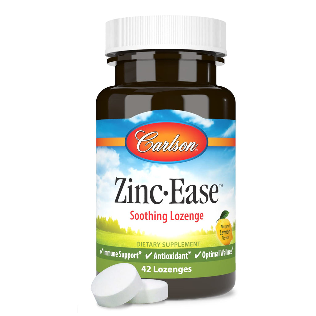 Carlson Zinc-Ease, Soothing Lozenge, Zinc Citrate, Lemon, 42 Lozenges