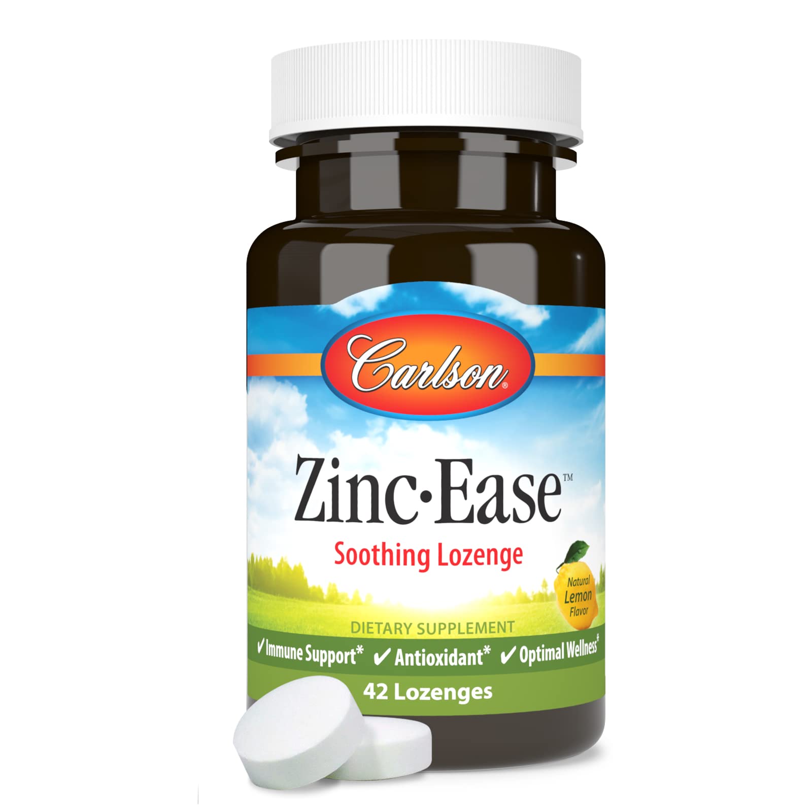Carlson Zinc-Ease, Soothing Lozenge, Zinc Citrate, Lemon, 42 Lozenges
