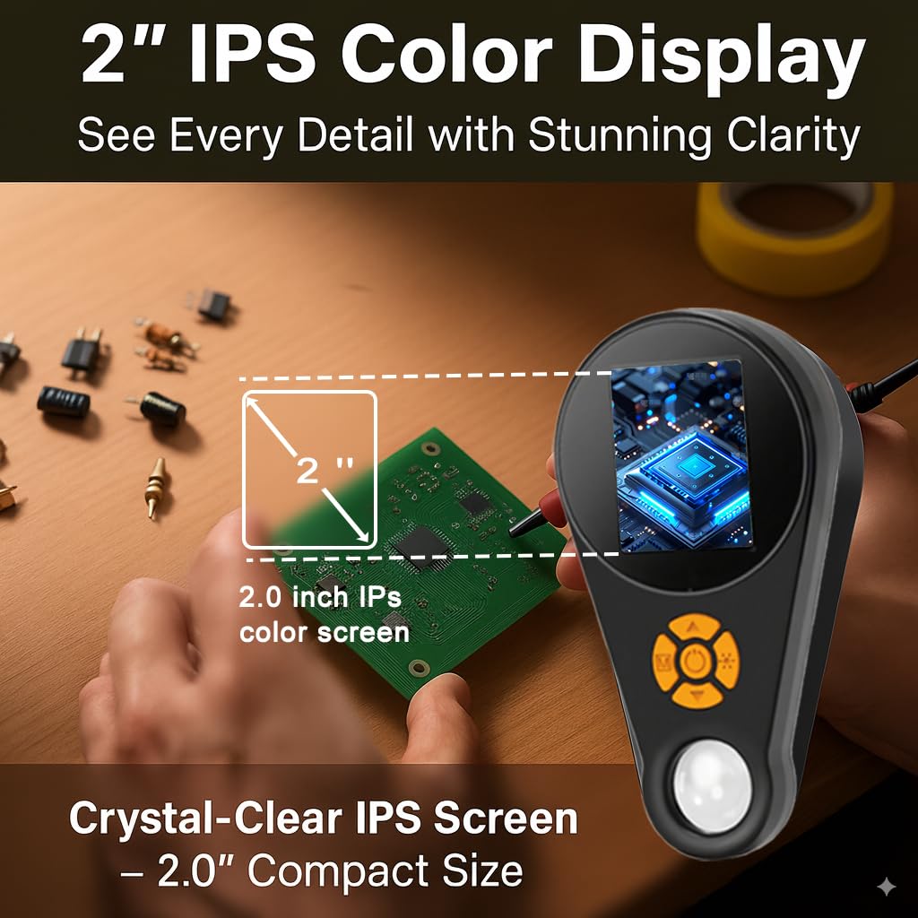 Magnifying Glass with Light Digital Microscope Handheld 2.0 inch IPS Color Screen,Portable Digital Magnifying Glass 500x,Marco Microscopes,uilt-in 8LED Lights,USB Compatible with PC Windows, Mac OS