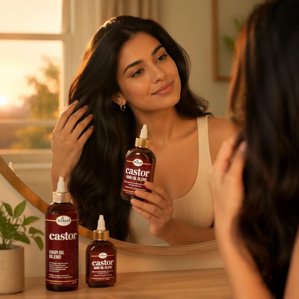 Difeel Castor Hair Oil Blend 7.1 oz. - Natural Castor Oil for Hair Growth