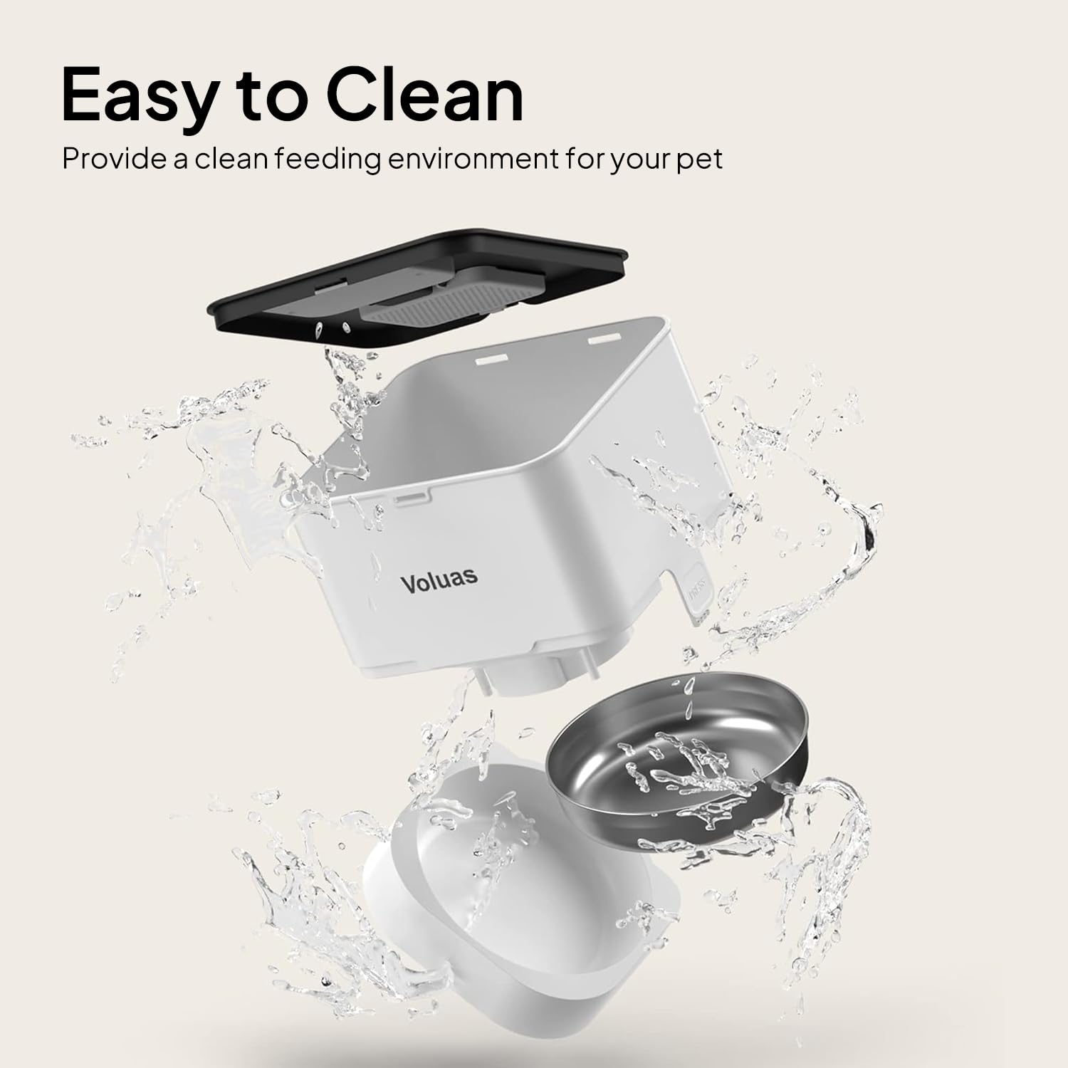 VOLUAS Automatic Cat Feeder, 4L Timed Dry Food Dispenser for Cats & Dogs