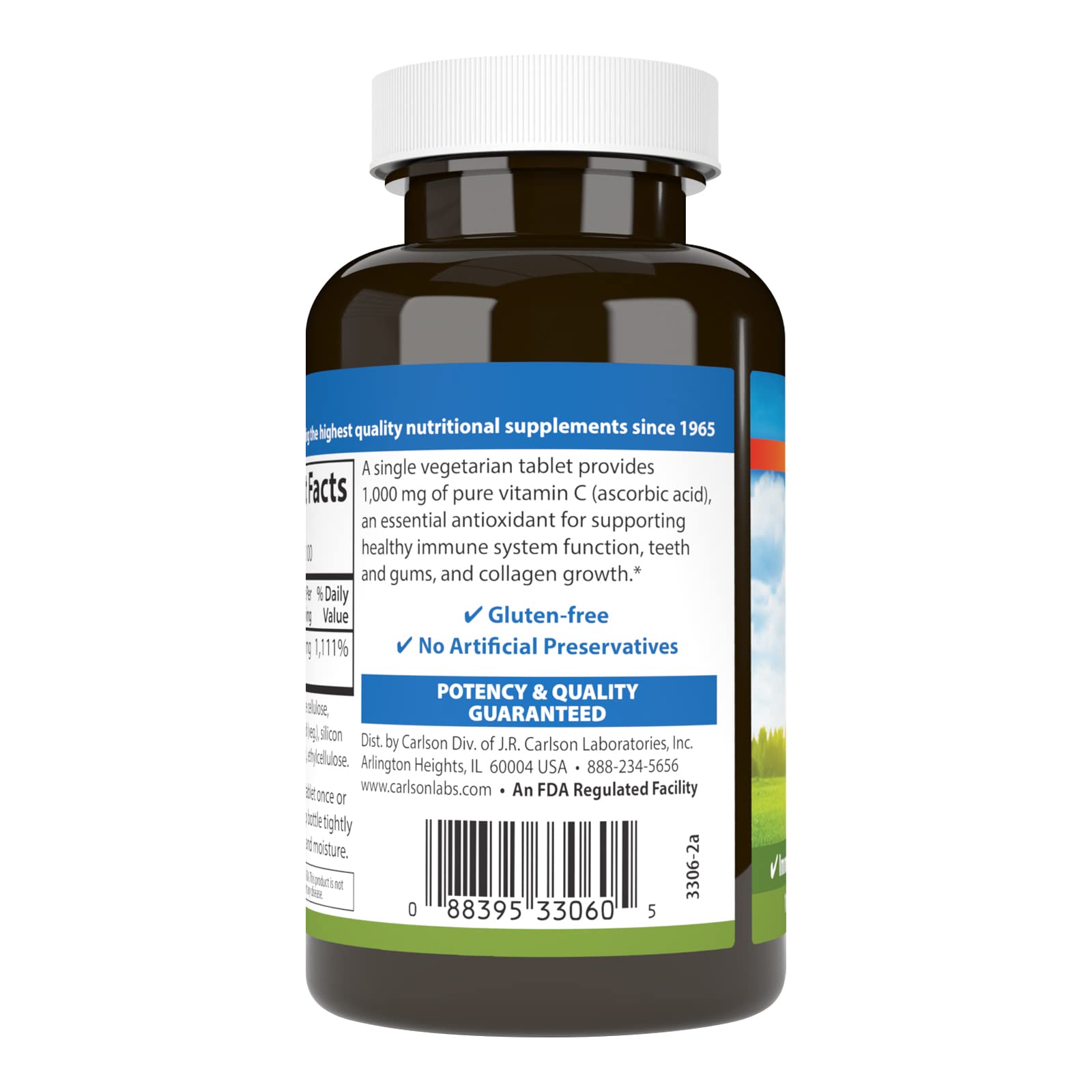 Carlson Vitamin C 1,000 mg (1 g), Pure Vitamin C, 100 Tablets
