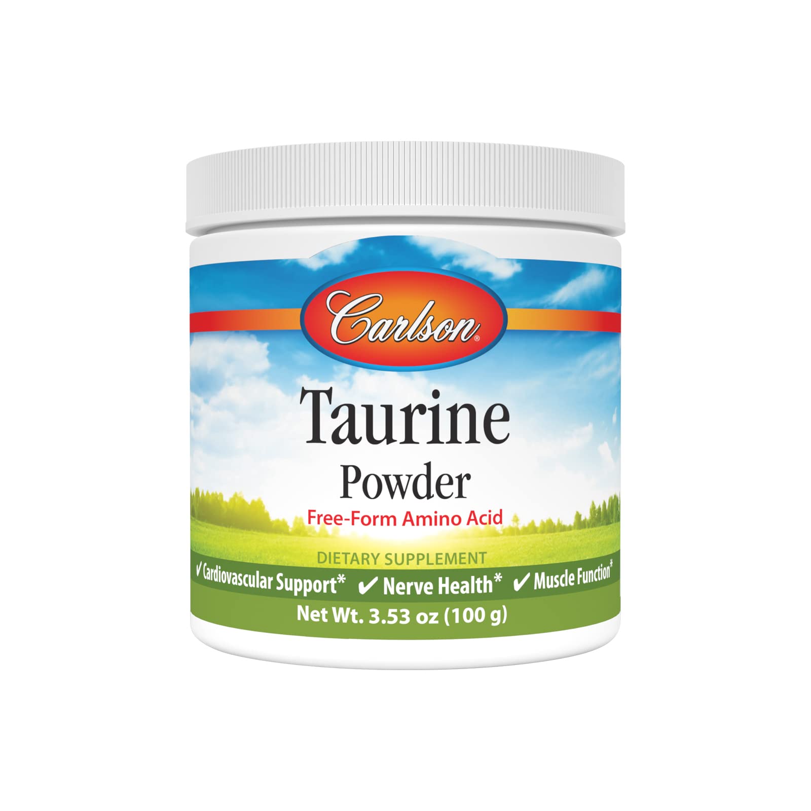 Carlson Taurine Powder, 3.2 g (3200 mg), Nerve Health, 3.53 oz (100 g)