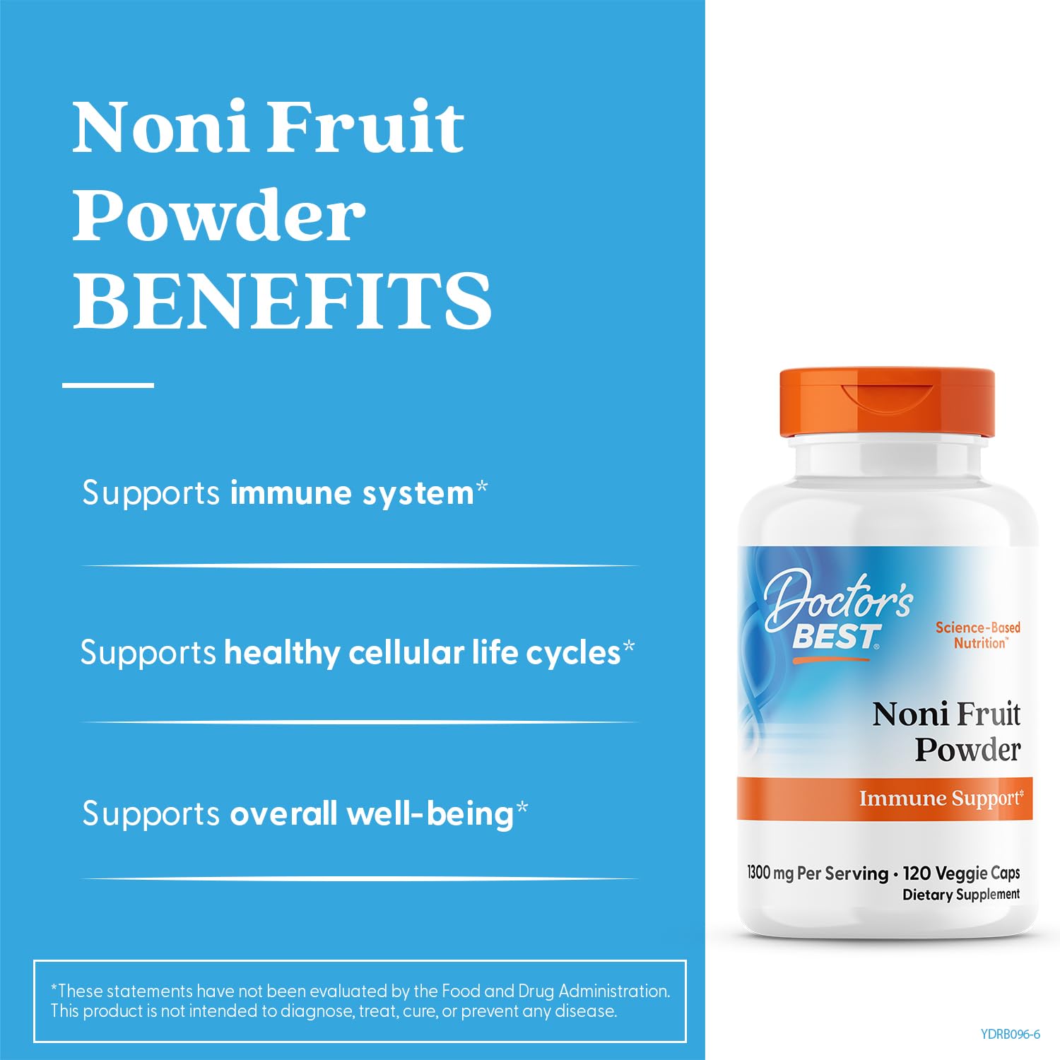 Doctor's Best Noni Fruit Powder Supplement - Noni Veggie Capsules 1300 mg Per Serving, Immune Health Support for Men & Women, Morinda Citrifolia, Non GMO, Gluten Free, Vegan - 120 Veg Caps