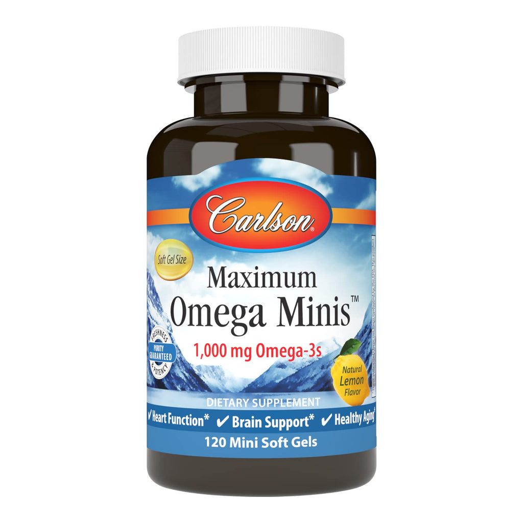 Carlson Maximum Omega Minis, 1000 mg, Omega-3s, Lemon, 120 Mini Softgels