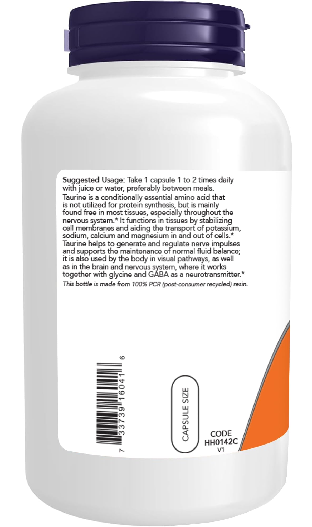 NOW Foods Supplements, Taurine 1,000 mg, Double Strength, Nervous System Health*, 200 Veg Capsules