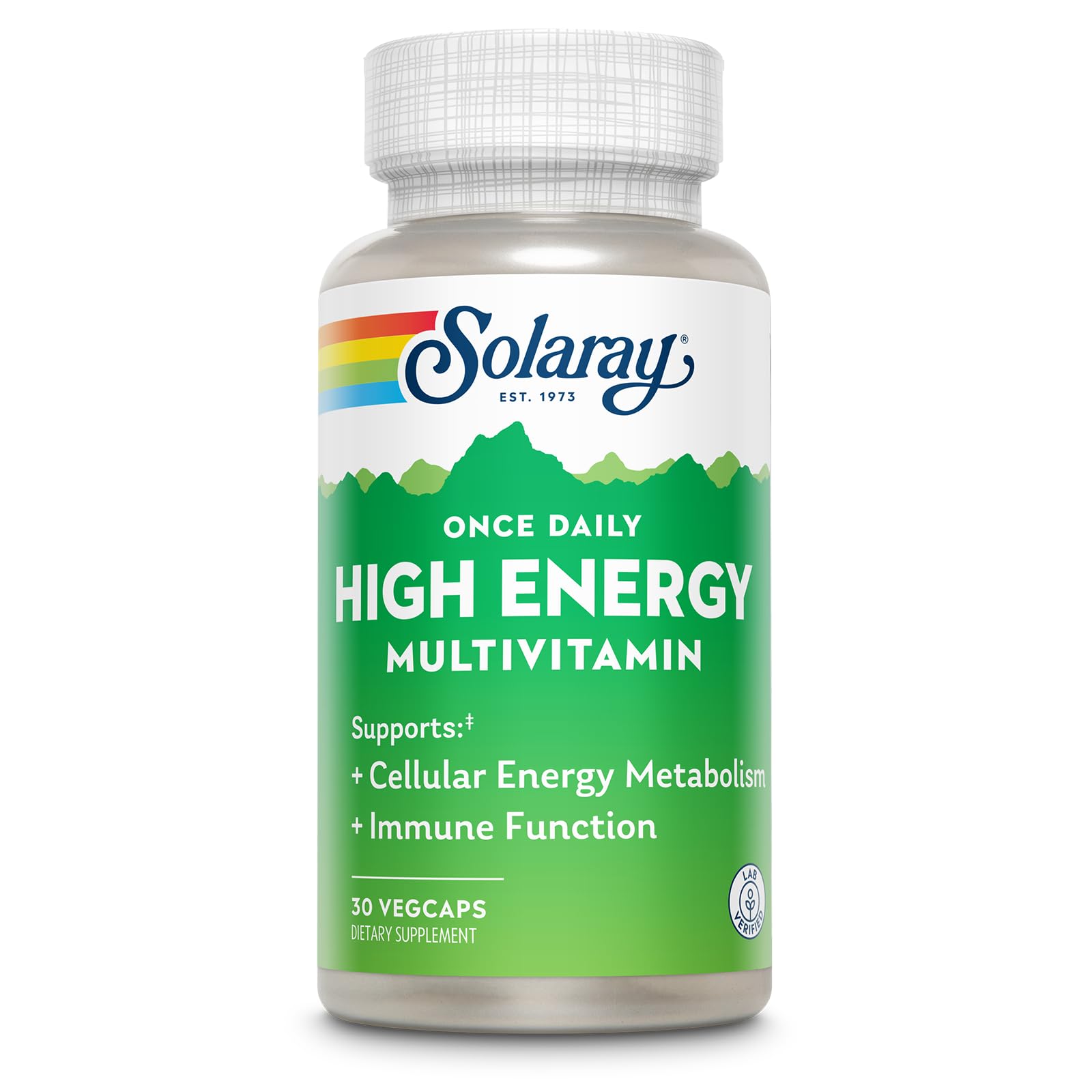 SOLARAY Once Daily High Energy Multivitamin for Women and Men – with Vitamin C, Vitamin D and Whole Food & Herb Base - Cellular Energy Metabolism & Immune Function Support – 30 Servings, 30 VegCap