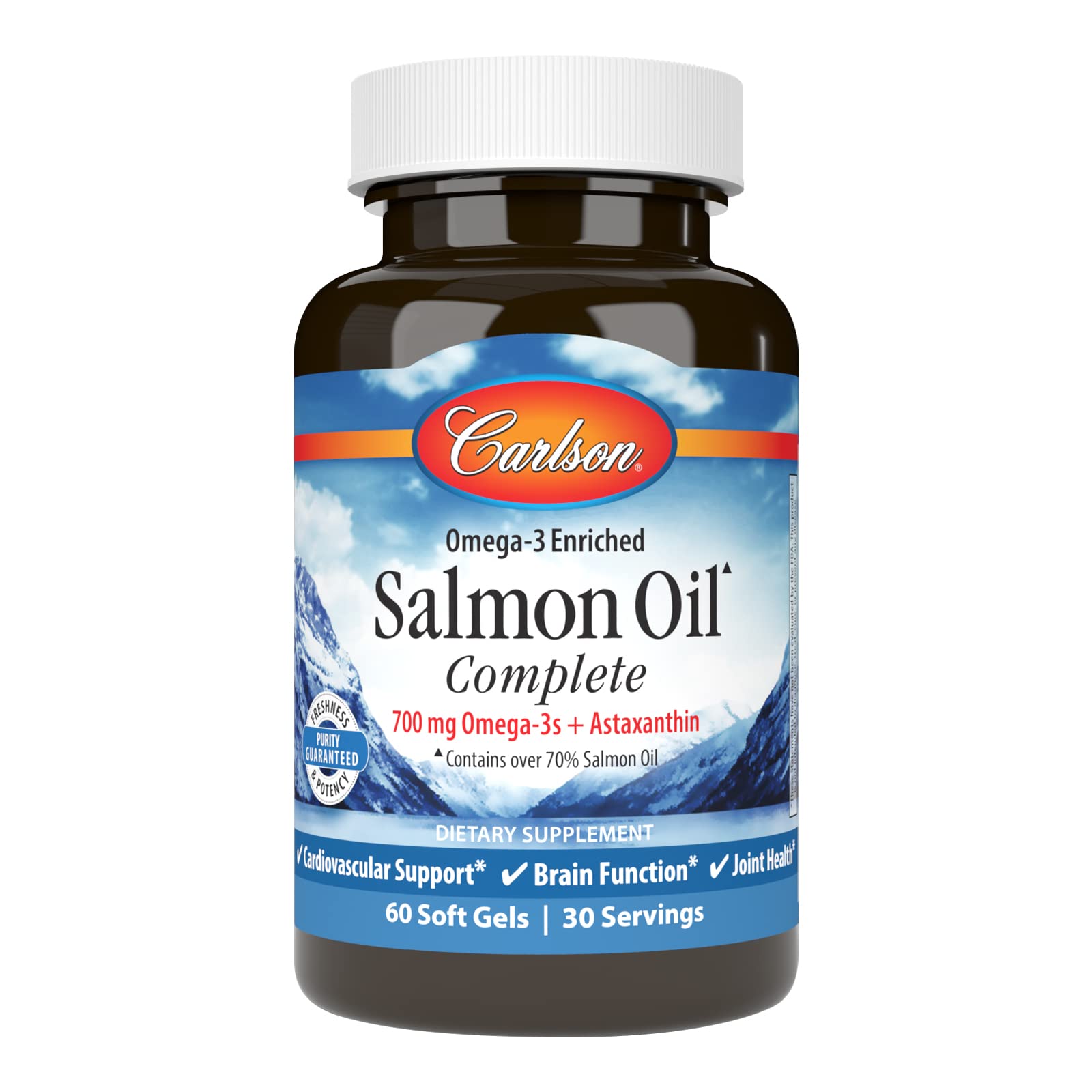 Carlson Salmon Oil Complete, 700 mg, Omega-3s plus Astaxanthin, 60 Softgels