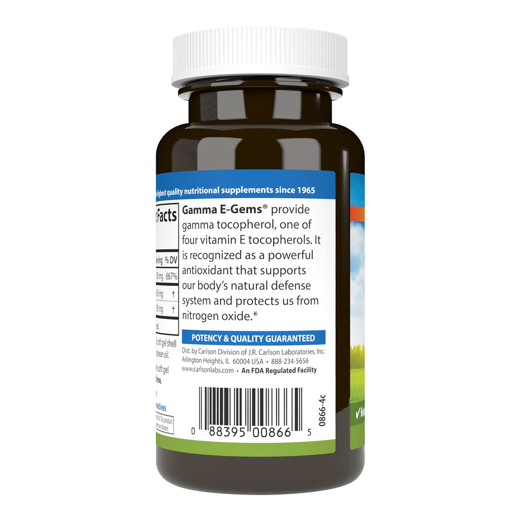 Carlson Gamma E-Gems, 465 mg, Gamma Tocopherol, 600 Softgels