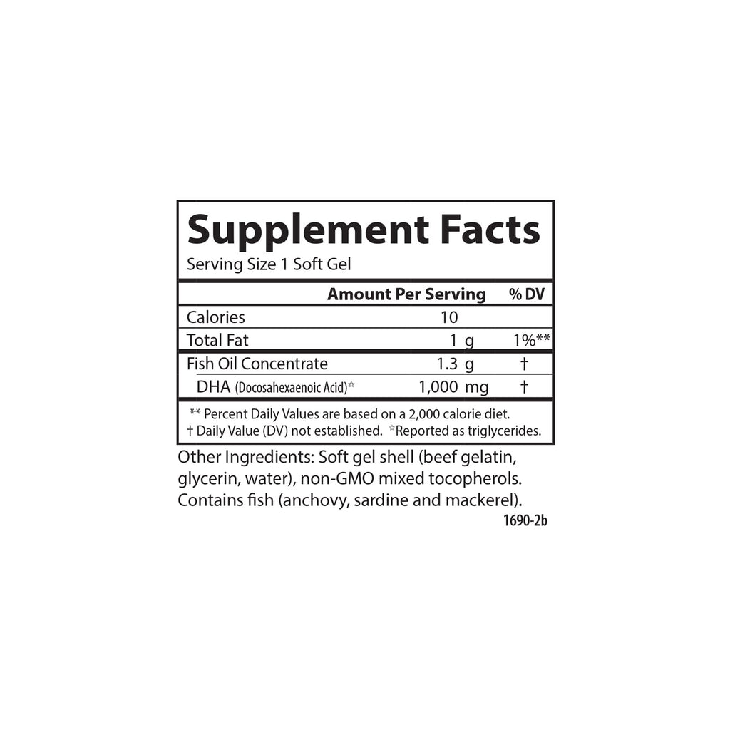 Carlson Elite DHA Gems, 1000 mg, DHA in a Single Soft Gel, 30 Soft Gels
