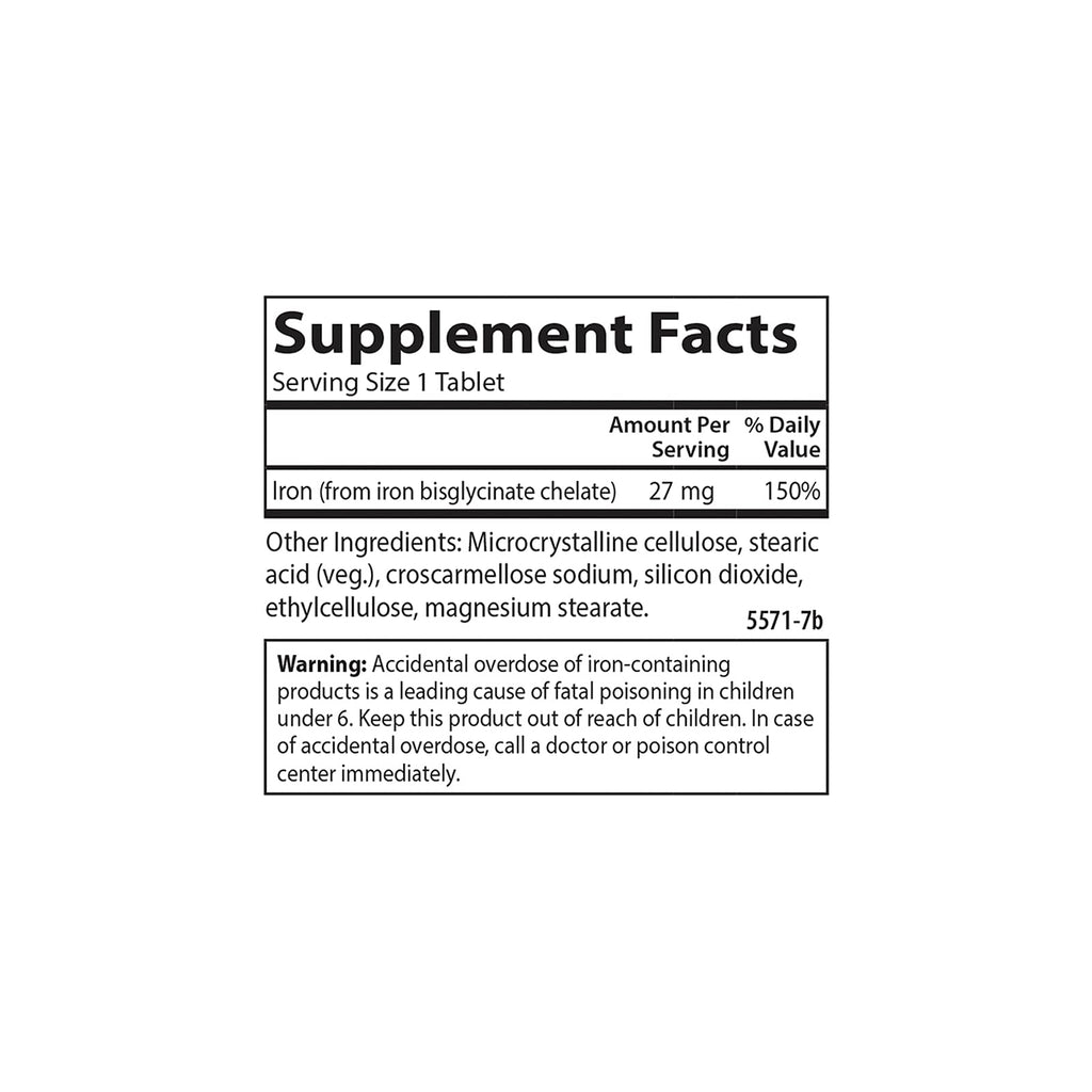 Carlson Chelated Iron, 27 mg, Superior Absorption, 100 Tablets