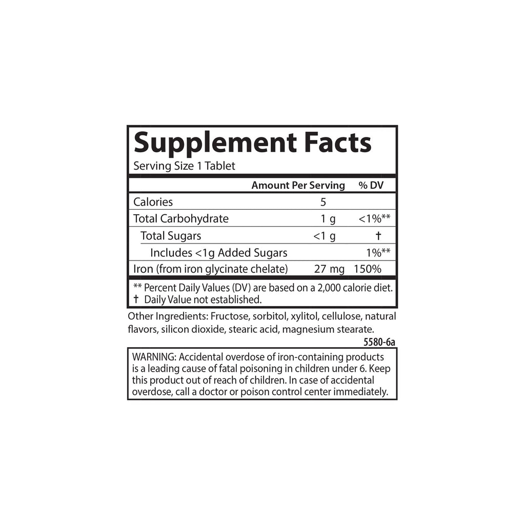 Carlson Chewable Iron, 27 mg, Superior Absorption, 30 Chewable Tablets