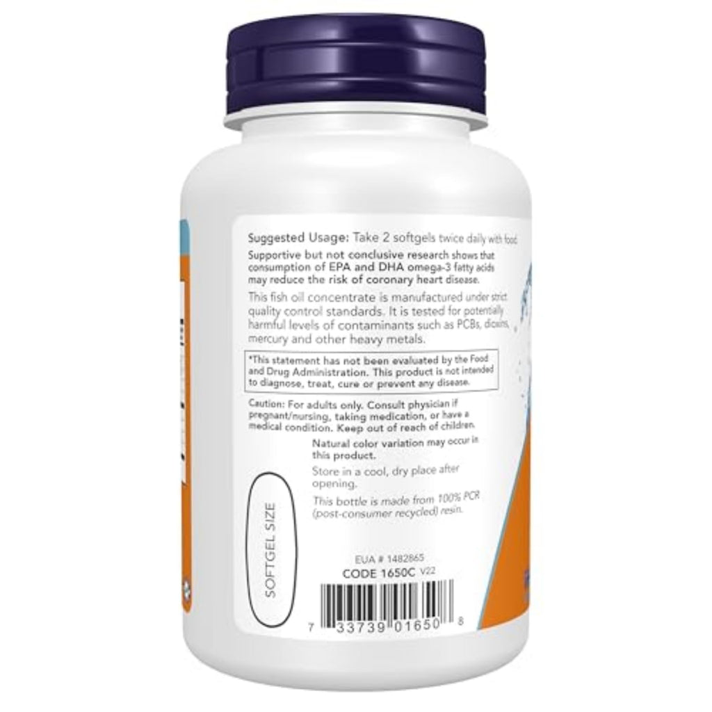 NOW Supplements, Omega-3 180 EPA / 120 DHA, Molecularly Distilled, 100 Softgels