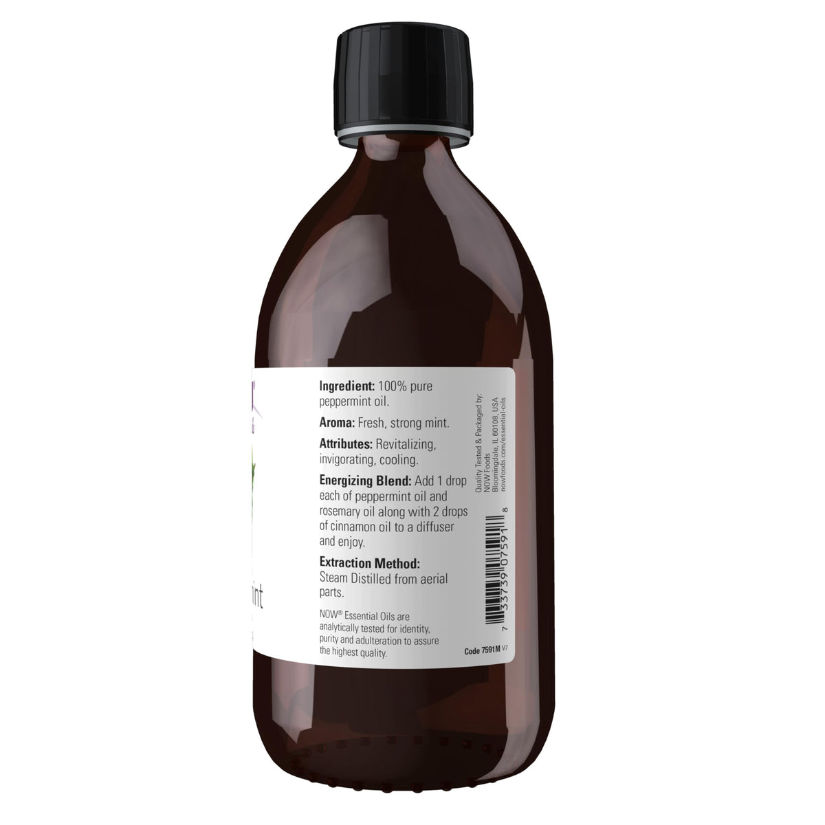 NOW Essential Oils, Peppermint Oil, Steam Distilled, Undiluted, 16 fl. oz