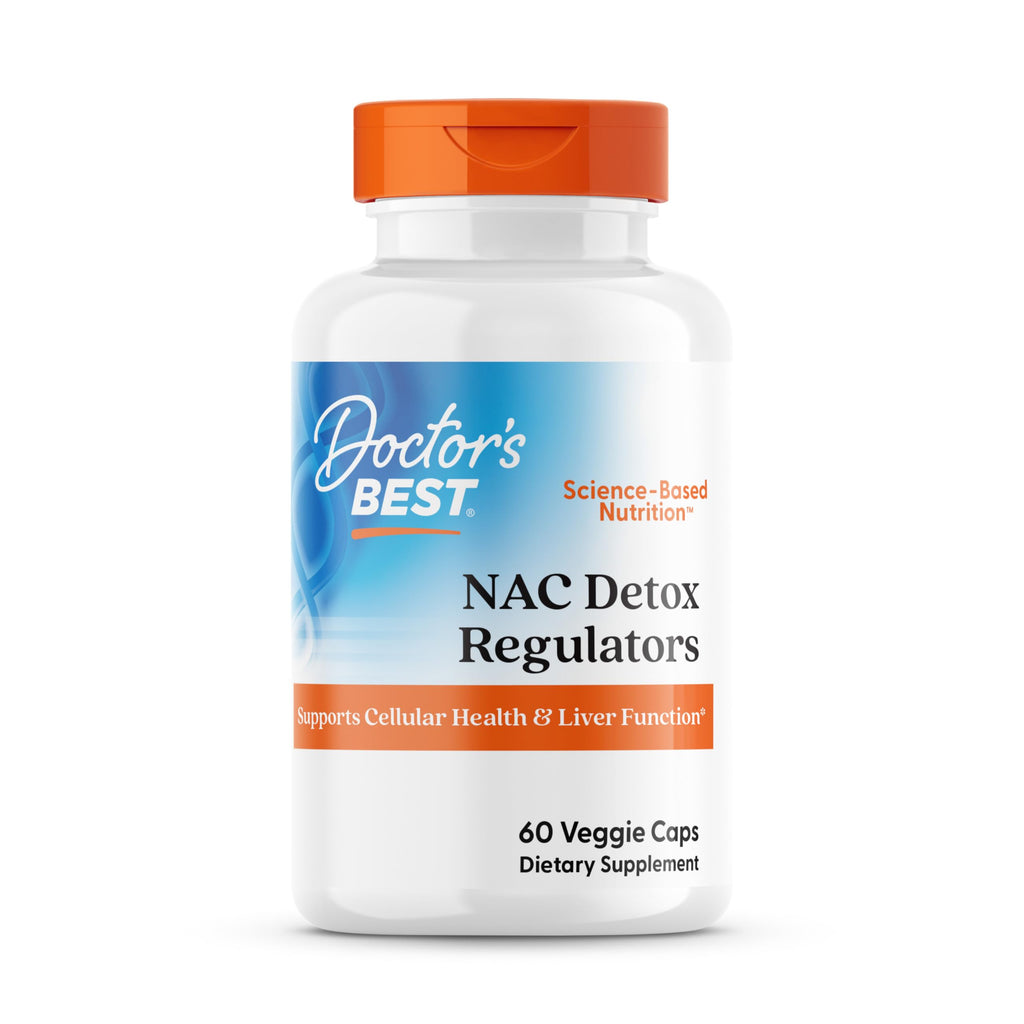 Doctor's Best NAC Detox Regulators Supplement for Men & Women - N-Acetyl Cysteine 600 mg, Liver Health Support, NAC Capsules with Selenium & Molybdenum, Supports Antioxidant Defense - 60 Veg Caps
