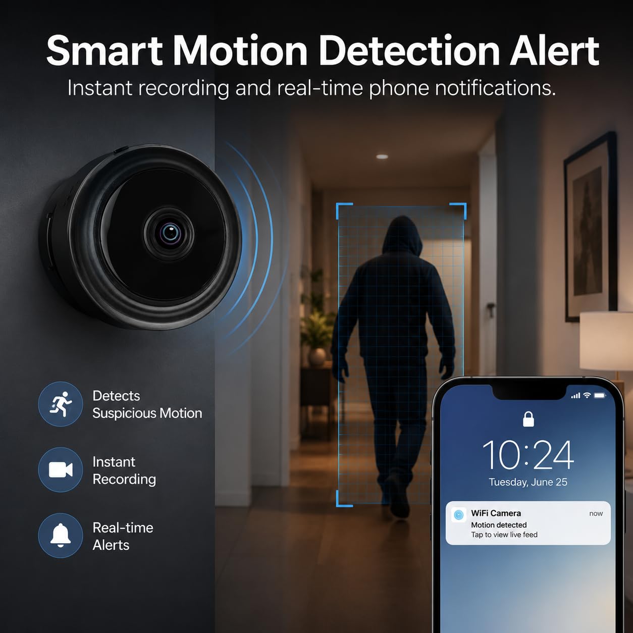 JEWKTTONS 2PCS 1080p Indoor Security Cameras, 2026 Mini Camera for Home Use, WiFi Small Cam -, Portable Tiny Surveillance Camera for Outdoor Office, Night Vision D/U